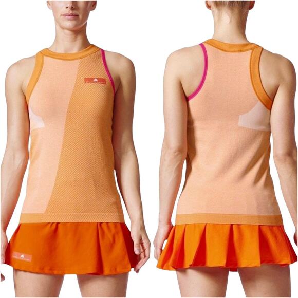 STELLA MCCARTNEY X ADIDAS Barricade Tank Sz Medium Orange - Picture 1 of 6